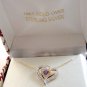 Sterling Silver 18KT Amethyst Heart Diamond Accents Pendant Chain