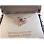 Sterling Silver 18KT Amethyst Heart Diamond Accents Pendant Chain