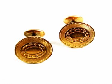 Edwardian / Deco True Vintage Goldtone Cufflinks Unmarked 102414