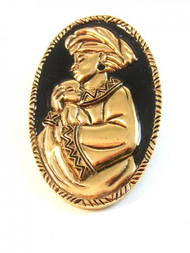 Vintage African American Mother & Child Brooch by Avon