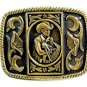 Unmarked Western Cowboy with Hat & Horse Belt Buckle 10222013