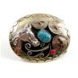 Handcrafted Cowboy Horse Head 3 Buffalo Nickels Coral Turquoise Belt Buckle USA