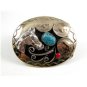 Handcrafted Cowboy Horse Head 3 Buffalo Nickels Coral Turquoise Belt Buckle USA