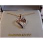 Sterling Silver & 18Kt Gold & Diamond Accent Heart Pendant Chain