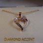 Sterling Silver & 18Kt Gold & Diamond Accent Heart Pendant Chain