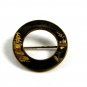 True Vintage Round Japanese Damascene Brooch Signed 102914a