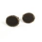 Goldtone & Dark Brown Leather Top Cufflinks Not Signed