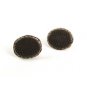 Goldtone & Dark Brown Leather Top Cufflinks Not Signed