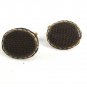 Goldtone & Dark Brown Leather Top Cufflinks Not Signed
