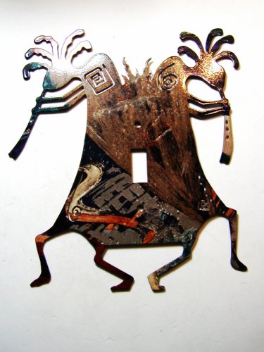 2 Kokopelli w/ Flute Single Switch Cover Plate by LaZart 021915C