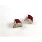 Mexican Sterling Silver & Red Onyx Pieced Earrings