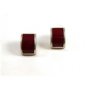 Mexican Sterling Silver & Red Onyx Pieced Earrings