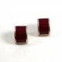 Mexican Sterling Silver & Red Onyx Pieced Earrings