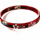 Vintage Oriental Red Flowers Cloisonne Bracelet Unbranded 71715