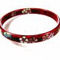 Vintage Oriental Red Flowers Cloisonne Bracelet Unbranded 71715