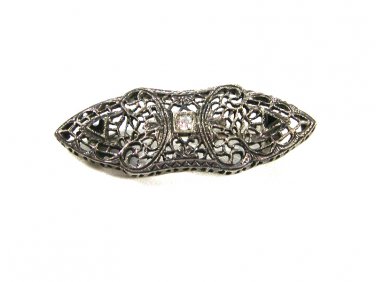 Edwardian Art Deco Sterling Silver Filigree Brooch Unbranded 7615aa