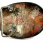 Vintage Silvertone & Stones & Enamel Huecho En Mexico Shark Belt Buckle 10292013