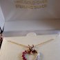 Sterling Silver & 18Kt & Ruby & Diamond Accent Heart Pendant Chain