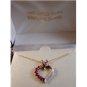 Sterling Silver & 18Kt & Ruby & Diamond Accent Heart Pendant Chain