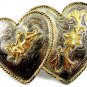 Alpaca Mexico 2 Hearts Bull Rider Western Belt Buckle 7214