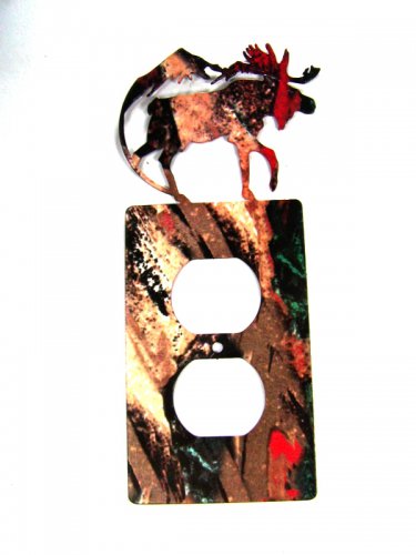 Moose & Mountain Double Outlet Cover Plate by Steel Images USA 6415AA