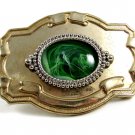 Western Cowboy Silvertone Green / White Belt Buckle 10272013df