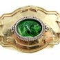 Western Cowboy Silvertone Green / White Belt Buckle 10272013df