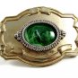 Western Cowboy Silvertone Green / White Belt Buckle 10272013df