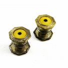 Art Deco Silvertone & Yellow Shell Snap Link Cufflinks Unmarked 103114
