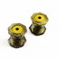 Art Deco Silvertone & Yellow Shell Snap Link Cufflinks Unmarked 103114