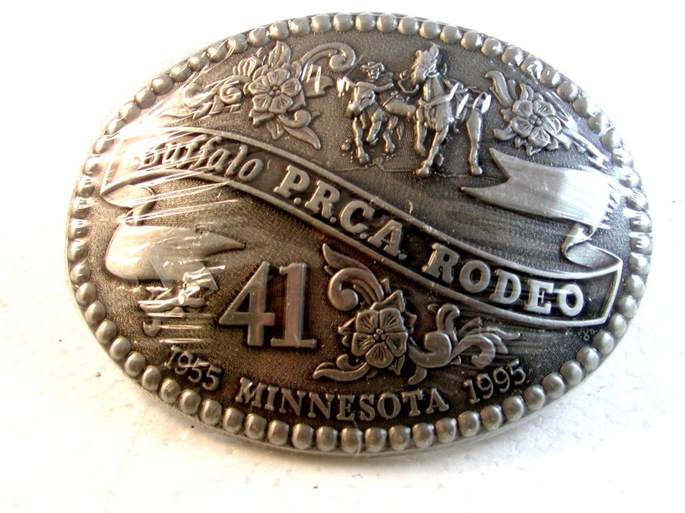 1995 Silver Tone Buffalo P.R.C.A. Rodeo Belt Buckle