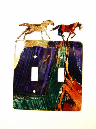 2 Wild Horses Running Free Double Light Switch Cover Plate by LaZart 030315Y