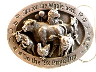 1992 Siskiyou Fun For The Whole Herd Puyallup Belt Buckle