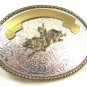 Western Cowboy Rodeo Bull Rider 2 Tone Belt Buckle Made in USA