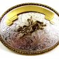Western Cowboy Rodeo Bull Rider 2 Tone Belt Buckle Made in USA