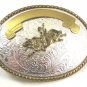 Western Cowboy Rodeo Bull Rider 2 Tone Belt Buckle Made in USA