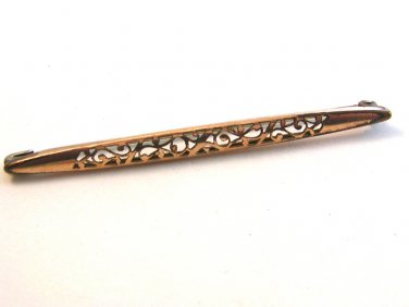 Victorian Gold Tone Bar Brooch