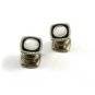 Deco Silvertone Mother Pearl Black Snap Link Cufflinks by Snap Link 103114
