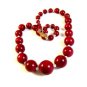 Vintage Huge Cherry Red Glass & Crystal Beads 22" Necklace