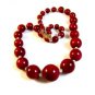 Vintage Huge Cherry Red Glass & Crystal Beads 22" Necklace