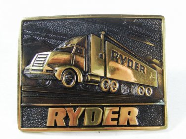 Vintage Solid Brass Ryder Truck Belt Buckle Unbranded 71715