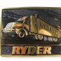 Vintage Solid Brass Ryder Truck Belt Buckle Unbranded 71715