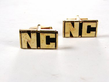 Vintage Goldtone Initial / Letters N. C. Cufflinks by Swank 72215