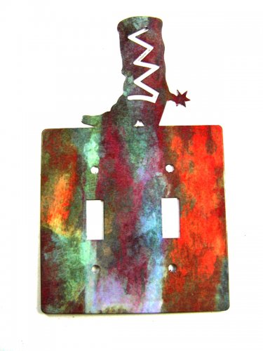Boot Double Light Switch Cover Plate by Steel Images USA 51415