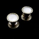 Art Deco Silvertone Mother of Pearl Cufflinks Bear Wilde KUM-A-PART 102714m
