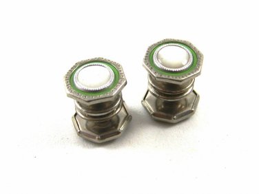 True Vintage Art Deco Green & Mother of Pearl Cufflinks by Snap Link 101014
