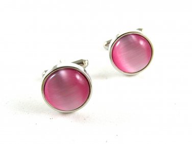 Silvertone & Pink Cufflinks 11062013rw