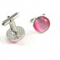 Silvertone & Pink Cufflinks 11062013rw