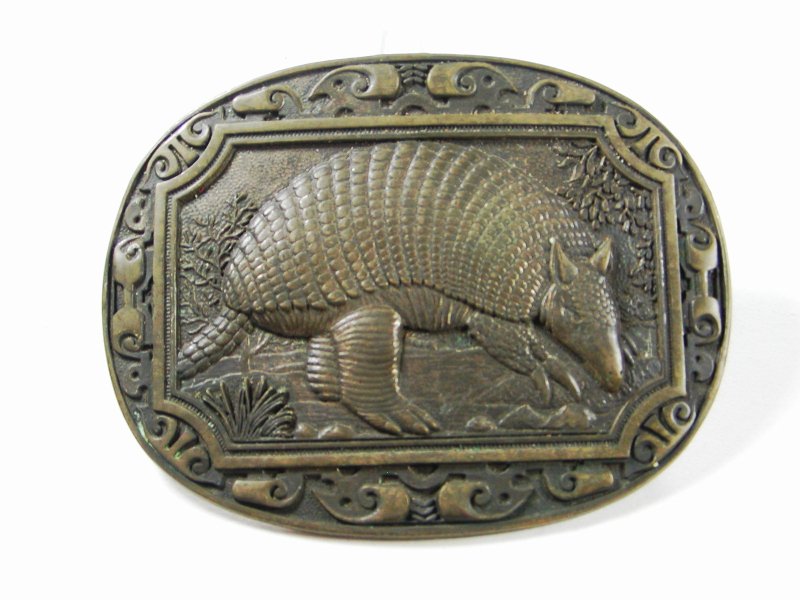 Vintage Armadillo Solid Brass Belt Buckle By Award Design Medals 71315