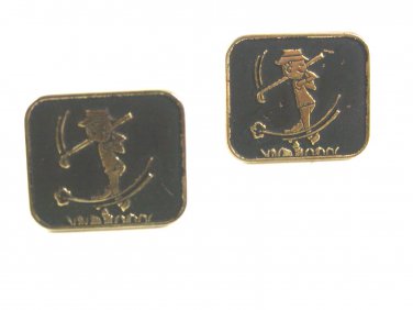 True Vintage Happy Golfer Cufflinks Unmarked 100714